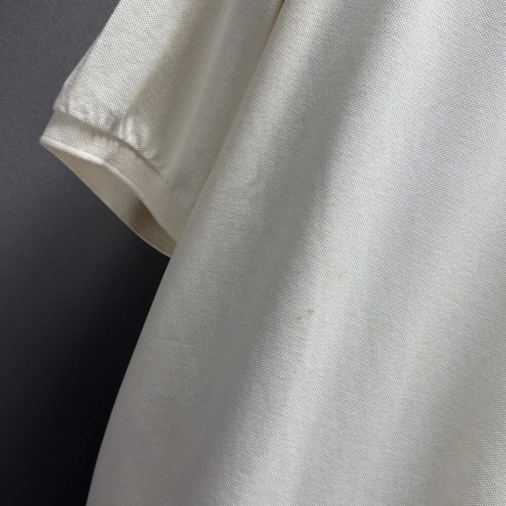 Vtg Polo Ralph Lauren Short Sleeve Cream Mesh Logo Polo Shirt Men’s Sz XL